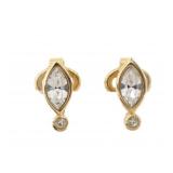 Nina Ricci Rhinestone Clip On Earrings