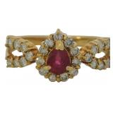 18kt Gold 3/5 ct Natural Ruby & Diamond Ring
