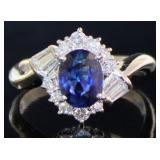 Platinum 1.65ct Natural Sapphire & VS Diamond Ring