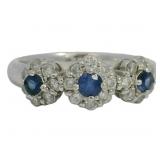 Platinum 3/4 ct Natural Sapphire & Diamond Ring
