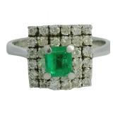 Platinum 1.09 ct Natural Emerald & Diamond Ring