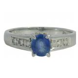Platinum 3/5 ct Natural Sapphire & Diamond Ring