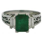 Platinum 1.23 ct Natural Emerald & VS Diamond Ring