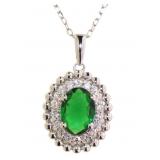 Oval 2.25 ct Emerald & Diamond Necklace