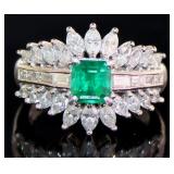 Platinum Natural 2.62 ct Emerald & VS Diamond Ring