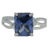 Emerald Cut 2.88 ct Tanzanite & Diamond Ring