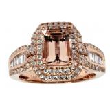 14kt Gold 2.10 ct Natural Morganite & Diamond Ring