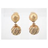 Christian Dior Ball Rhinestone Clip-on Earrings