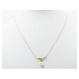 Mikimoto K18YG Diamond Pearl Necklace