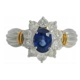 Plat/Gold 1.39 ct Natural Sapphire & Diamond Ring