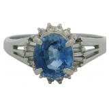 Platinum 1.72 ct Natural Sapphire & Diamond Ring