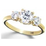 14k Gold 1.50 ct Diamond Past/Present/Future Ring