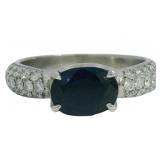 Platinum 2.43 ct Natural Sapphire & Diamond Ring