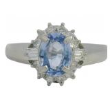 Platinum 1.01 ct Ceylon Sapphire & VS Diamond Ring