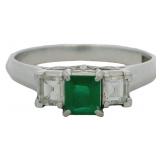 Platinum 1/2 ct Natural Emerald & VS Diamond Ring