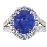 14kt Gold 5.29 ct GIA Sapphire & Diamond Ring