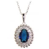 Oval 2.25 ct Sapphire & Diamond Necklace