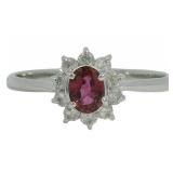 Platinum 1/2 ct Natural Ruby & Diamond Ring