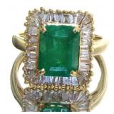14kt Gold 3.94 ct Natural Emerald & Diamond Ring
