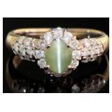 Platinum 1.60 ct Natural Cat Eye & Diamond Ring