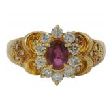18k Gold 0.91 ct Natural Ruby & Diamond Ring