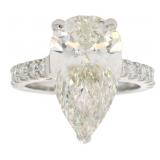 14k Gold 5.57 ct Pear Cut Lab Diamond Ring