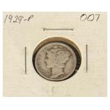 1929 - Philadelphia Mint Mercury Silver Dime