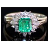 Platinum 1.20 ct Natural Emerald & VS Diamond Ring