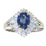 Platinum 1.81 ct Natural Sapphire & Diamond Ring