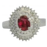 Platinum 1.64 ct Natural Ruby & Diamond Ring