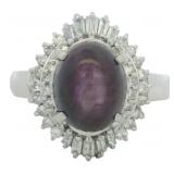 Platinum 5.05 ct Natural Star Ruby & Diamond Ring