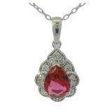 Pear Cut 1.30 ct Pink Sapphire & Diamond Necklace