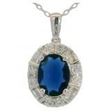 Oval 2.50 ct Sapphire & Baguette Diamond Necklace