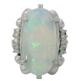 Platinum 4.55 ct Natural Opal & Diamond Ring