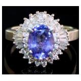 Platinum 2.68 ct Natural Tanzanite & Diamond Ring
