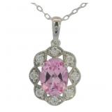 Oval 1.75 ct Pink Sapphire & Diamond Necklace