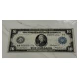 1914 Blue Seal  $10 Large Bank Note