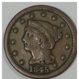 1845 Braided Hair Large 1 Cent