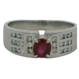 Platinum Natural Ruby & Diamond Ring