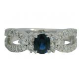 Platinum 1.07ct Natural Sapphire & VS Diamond Ring