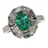 14k Gold 2.42 ct Natural Emerald & Diamond Ring