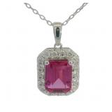 Step Cut 2.50 ct Pink Sapphire & Diamond Necklace