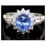 Platinum 2.50ct Natural Sapphire & Diamond Ring