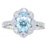 Oval 1.25 ct Aquamarine & Diamond Ring