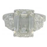 14k Gold 6.16 ct Emerald Cut Lab Diamond Ring