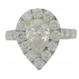14k Gold 2.59 ct VVS Pear Cut Lab Diamond Ring