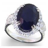 14kt Gold 7.96 ct GIA Sapphire & Diamond Ring