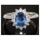 Platinum 1.79 ct Brilliant Sapphire & Diamond Ring