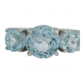 Natural 7.50ct Blue Topaz Past Present Future Ring