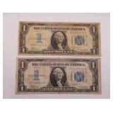 2- 1934 $1 Funny Back Silver Certificates